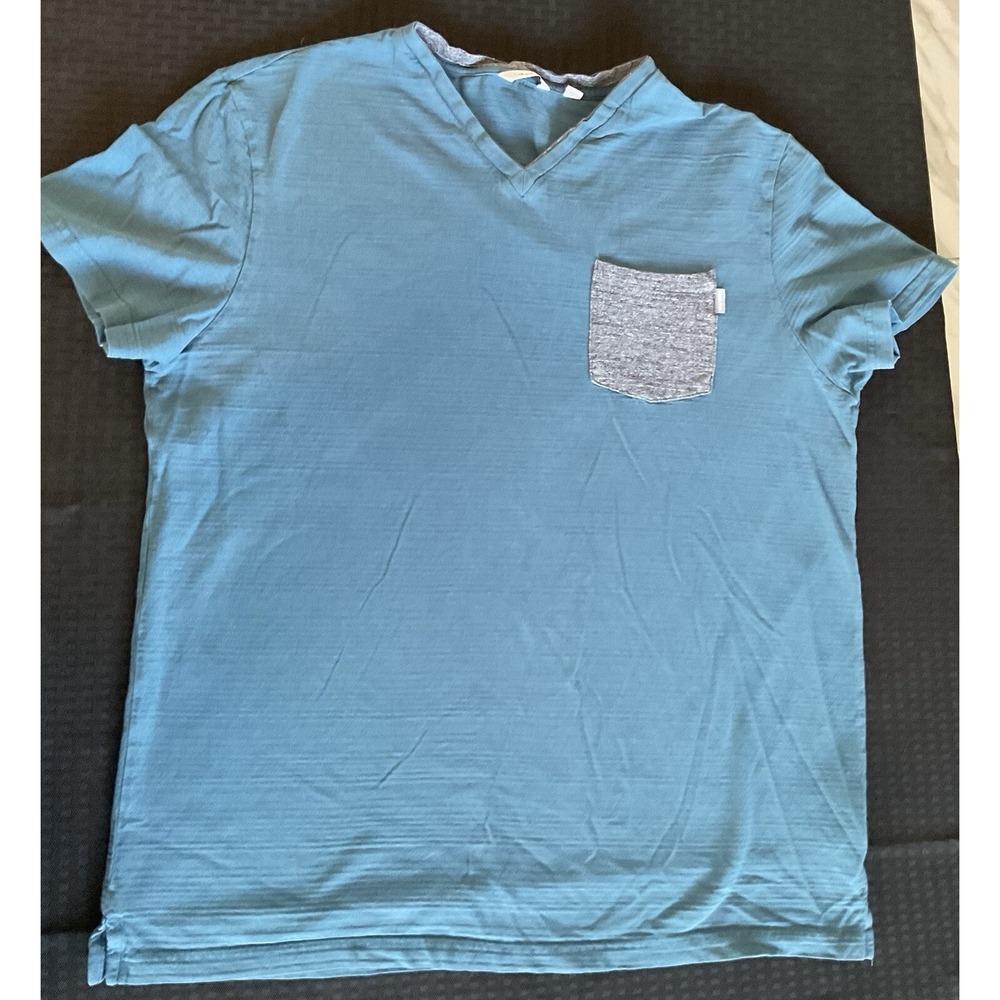 Calvin Klein Grey‎ Pocket, Turquoise Premium V neck Shirt Size X-Large
